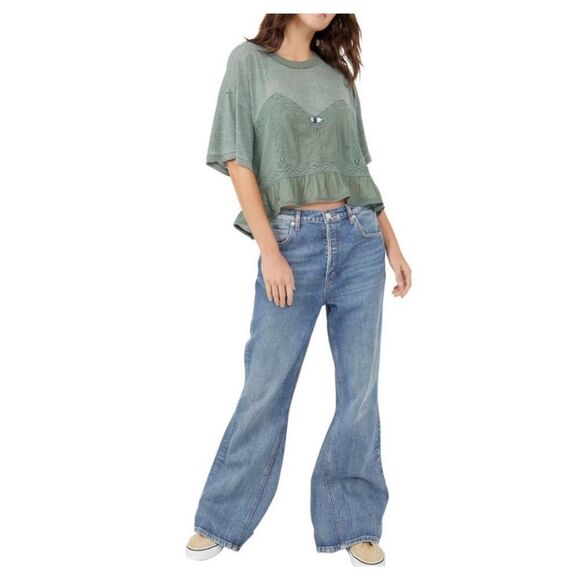 Brand New Free People Fall In Love Wash Army Tee For Women Size Small - Picture 2 of 9